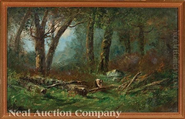 Wooded Landscape With Man Oil Painting by Joseph Jefferson