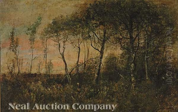 Jefferson Island Landscape With A Woman In The Trees Oil Painting by Joseph Jefferson