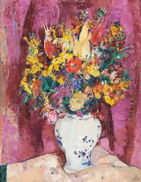 Vase Fleuri Oil Painting by Marcel Jefferys