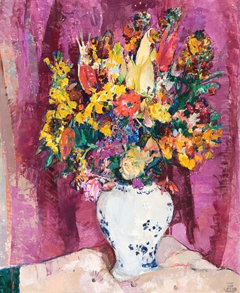 Fleurs Oil Painting by Marcel Jefferys