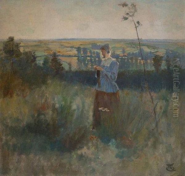 Femme Dans La Campagne Oil Painting by Marcel Jefferys