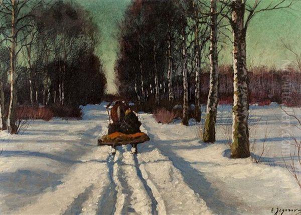 Traineau Dans La Neige Oil Painting by Andrei Afanasievich Jegorov