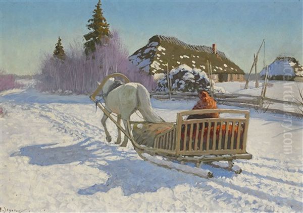 Sledgeride Oil Painting by Andrei Afanasievich Jegorov