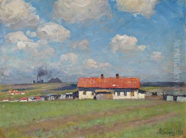 Village Yuzovka Oil Painting by Andrei Afanasievich Jegorov