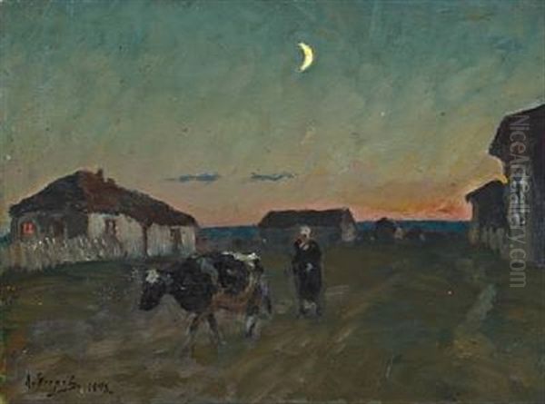 Moonlight. Uvel'ka Oil Painting by Andrei Afanasievich Jegorov