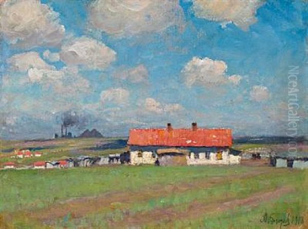 Village Yuzovka Oil Painting by Andrei Afanasievich Jegorov