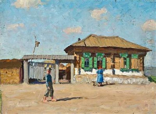 Village Street, Uvel'ka Oil Painting by Andrei Afanasievich Jegorov