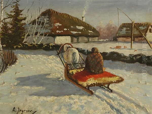 A Hayride In The Snow Oil Painting by Andrei Afanasievich Jegorov