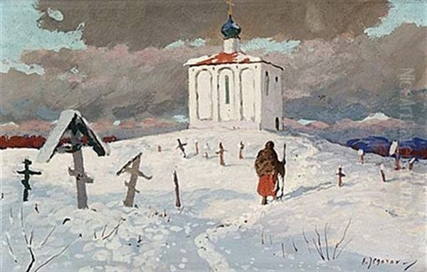 Vinter Vid Kapellet Oil Painting by Andrei Afanasievich Jegorov