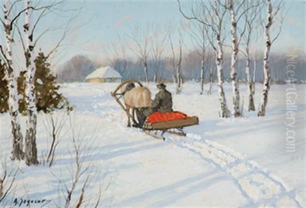 Heimkehr Mit Dem Pferdeschlitten Oil Painting by Andrei Afanasievich Jegorov