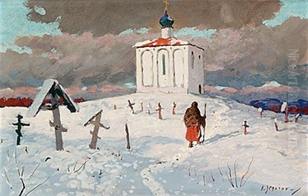 Vinter Vid Kapellet Oil Painting by Andrei Afanasievich Jegorov