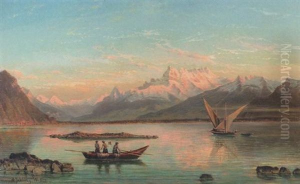 Genfersee Mit Rochers De Naye Oil Painting by Andreas Jeklin