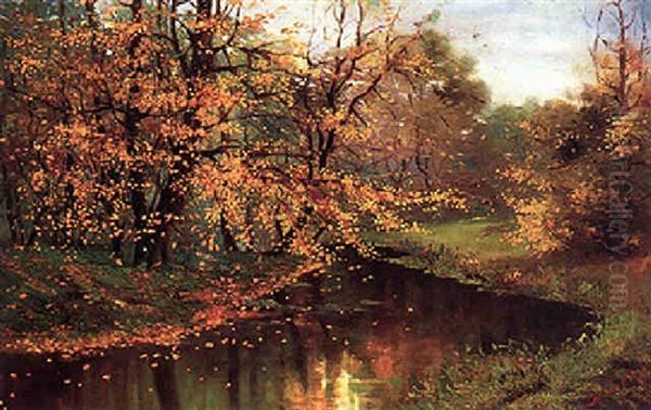 Herbstlandschaft Oil Painting by Josef Jelinek