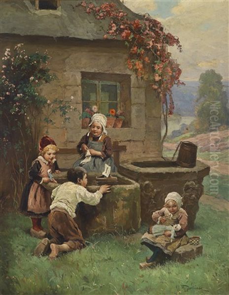 Kinderspiele Oil Painting by Rudolph Jelinek