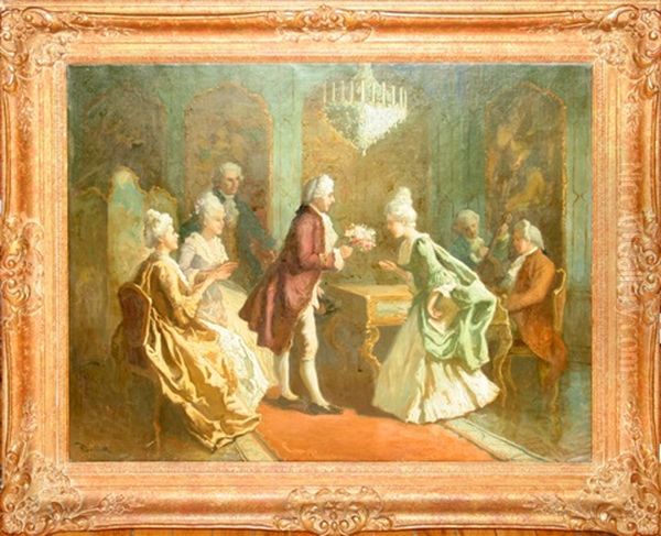 Vienna Parlor Scene Oil Painting by Rudolph Jelinek