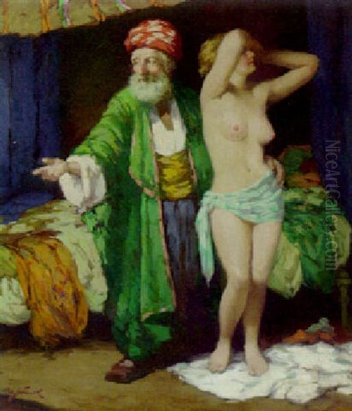 The Slave Trader Oil Painting by Rudolph Jelinek