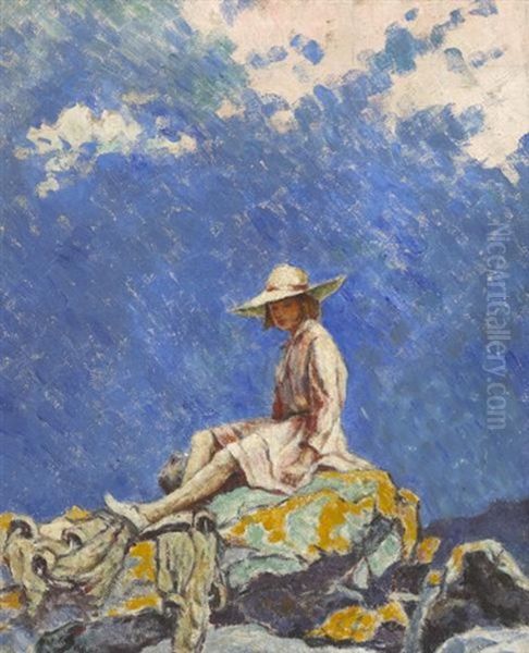 Betty On The Rocks, 1919 by Mainie Harriet Jellett