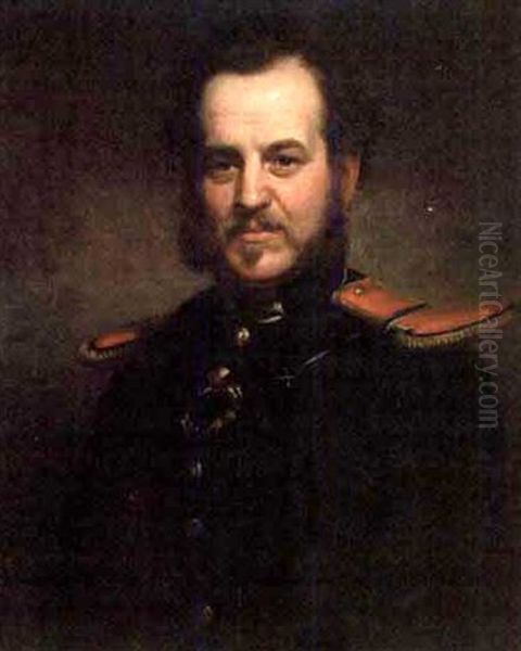 Portrait Of A Military Officer With Red Epaulets Oil Painting by Charles Waldo Jenkins