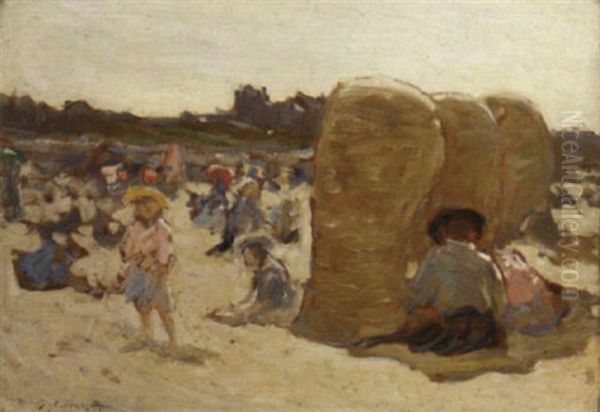 Sur La Plage Oil Painting by David C. Jenkins