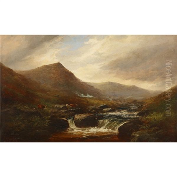 Devonshire River Landscape Near Hay Tor, Dartmoor Oil Painting by George Henry Jenkins