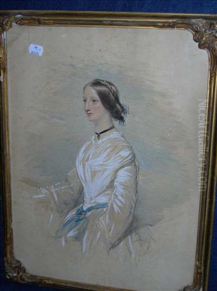 J. Basebe Portrait Of Alady Half Length, Standing Oil Painting by Charles John Basebe