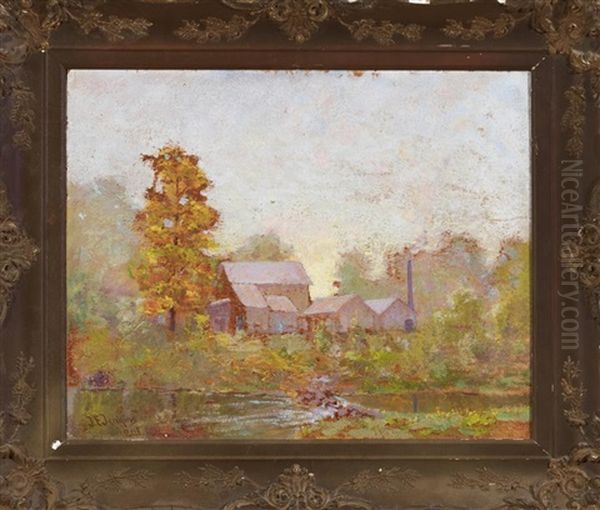 Farmhouse In Landscape Oil Painting by John Eliot Jenkins