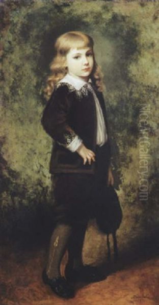 Enfant A L'habit De Velours Oil Painting by Phoebe A. Jenks