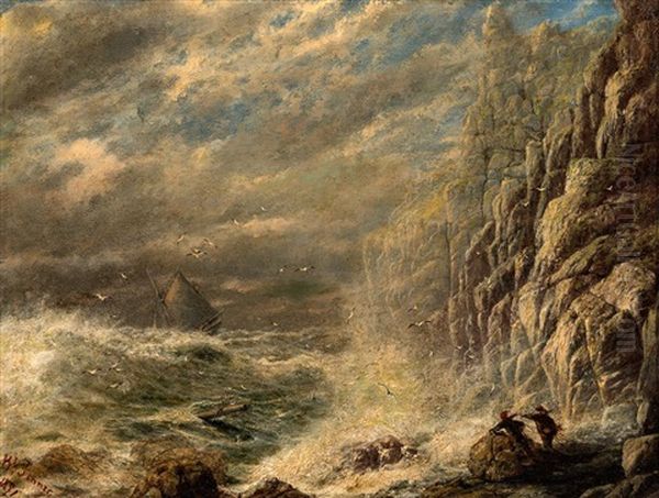 Ship Wreck At The Heads Oil Painting by Isaac Walter Jenner