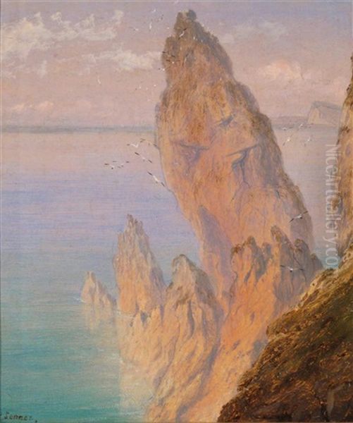 The Bumble Rock, Cornwall; Mullion Gull Rock, Cornwall (pair) Oil Painting by Isaac Walter Jenner