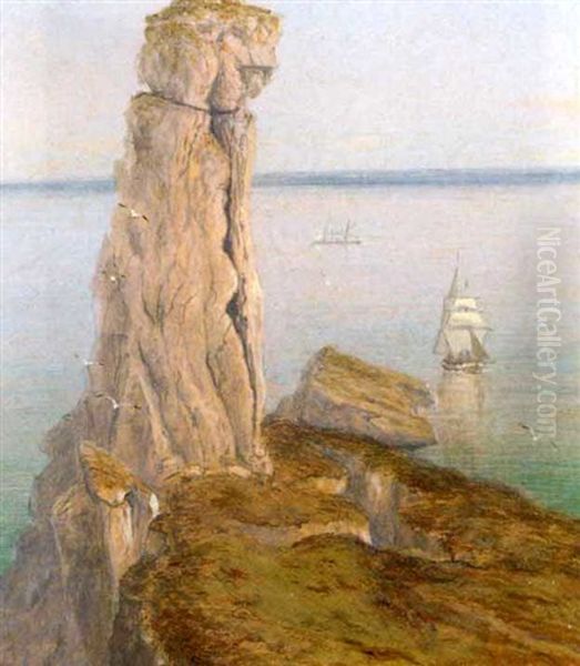 The Bumble Rock, Cornwall (+ Mullion Gull Rock, Cornwall; Pair) Oil Painting by Isaac Walter Jenner