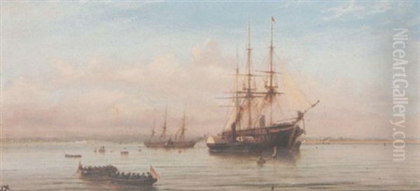 Troopships At Spithead Oil Painting by Isaac Walter Jenner