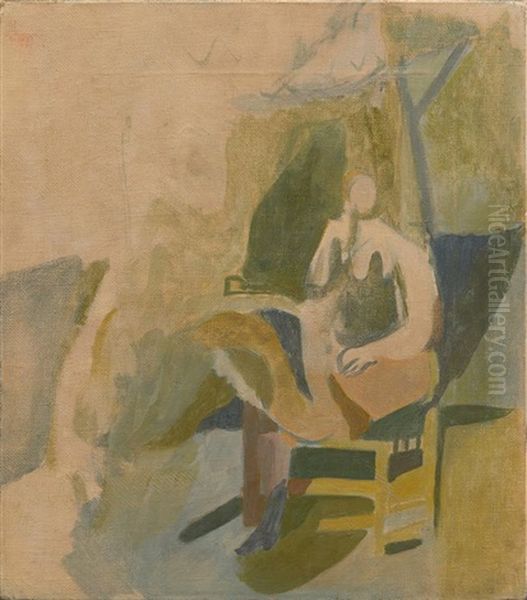 Study For Seated Figure #4 Oil Painting by Humphrey Jennings