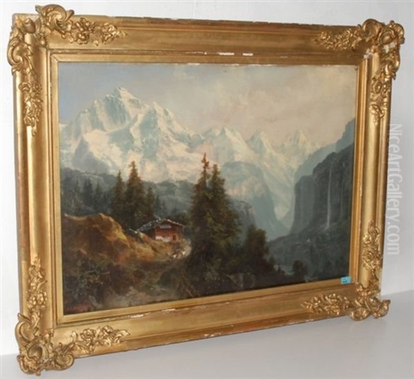 Das Lauterbrunnental Mit Blick Auf Das Jungfraumassiv Oil Painting by Arnold Albert Jenny