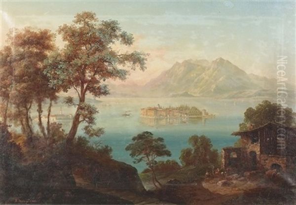 Partie Auf Dem Lago Maggiore Mit Den Borromaischen Inseln Oil Painting by Arnold Albert Jenny