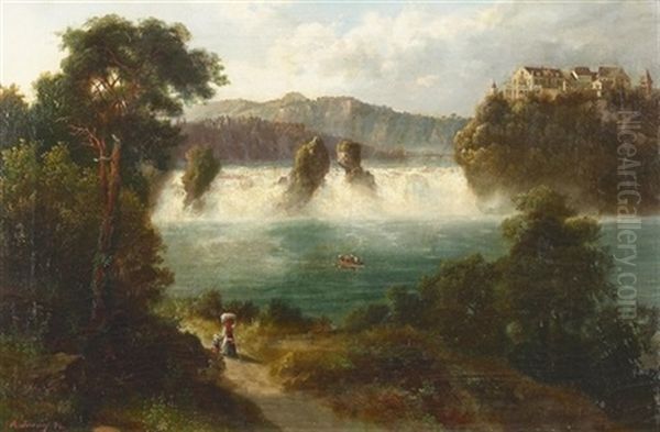 Der Rheinfall Bei Neuhausen Oil Painting by Arnold Albert Jenny