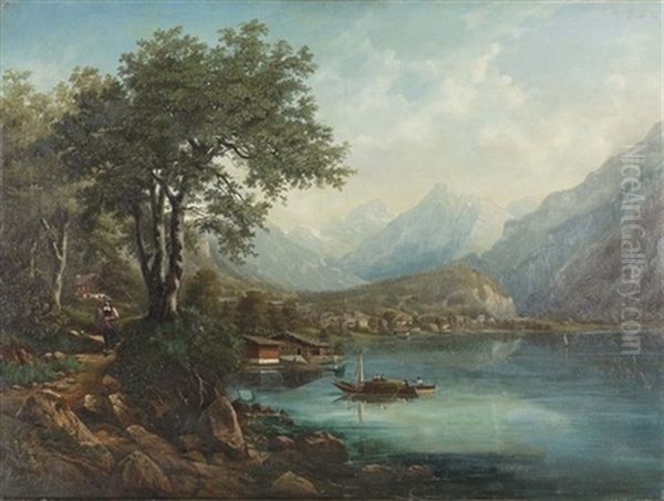 Sommerliche Partie Am Brienzersee Oil Painting by Arnold Albert Jenny