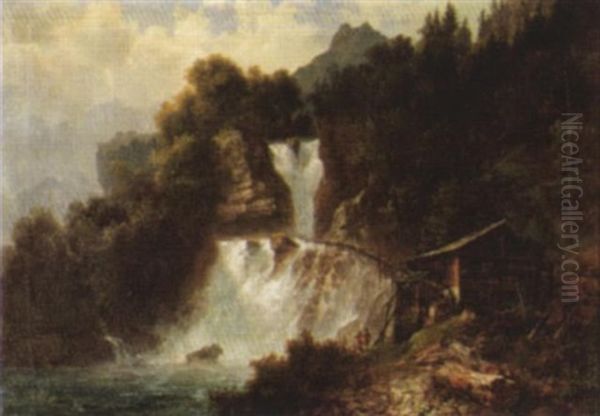 Blick Auf Die Reichenbachfalle Oil Painting by Arnold Albert Jenny