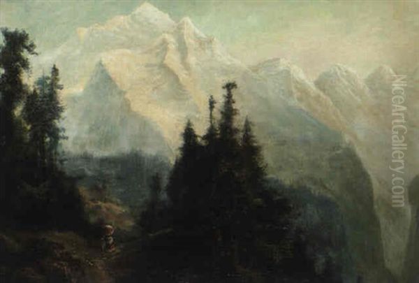 Gebirgslandschaft Mit Blick Auf Das Jungfraumassiv Oil Painting by Arnold Albert Jenny