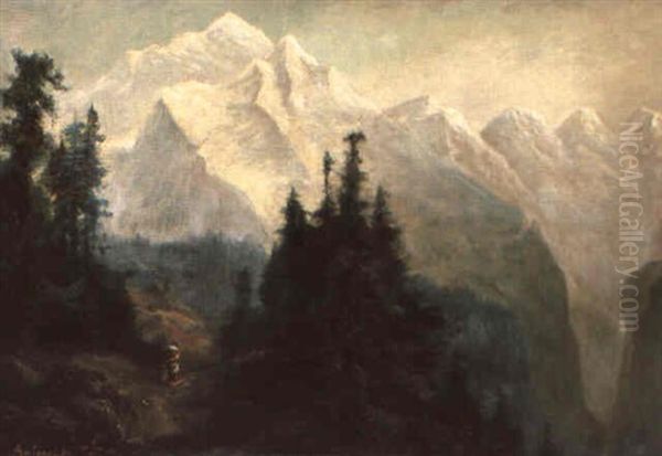 Gebirgslandschaft Mit Blick Auf Das Jungfraumassiv Oil Painting by Arnold Albert Jenny