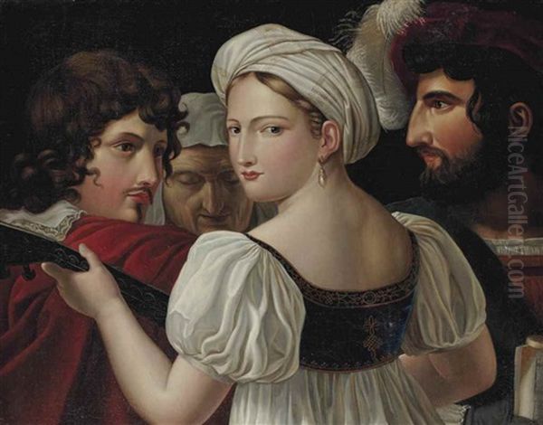 Un Concert Oil Painting by Johann-Heinrich Jenny