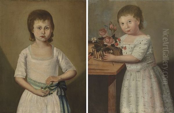 Portraits Of A Sister (+ Portrait Of A Sister; Pair) Oil Painting by Richard Jennys