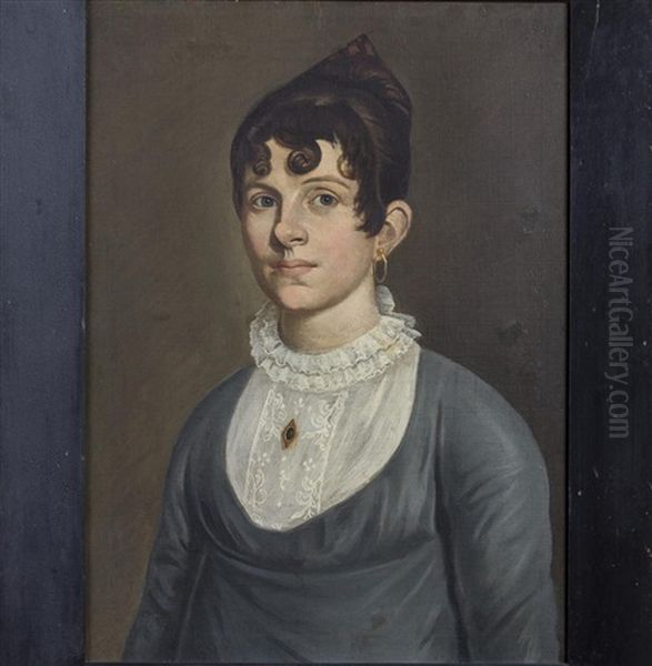 Pair Of Portraits Of A Young Lady And Gentleman From Newburyport, Massachusetts Oil Painting by William Jennys