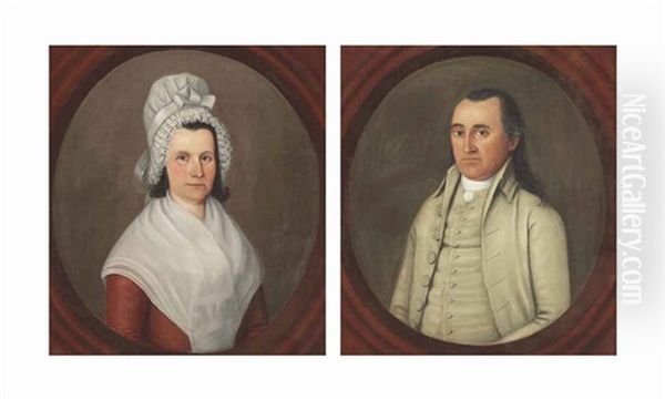 A Pair Of Portraits Of A Man And A Woman Oil Painting by William Jennys