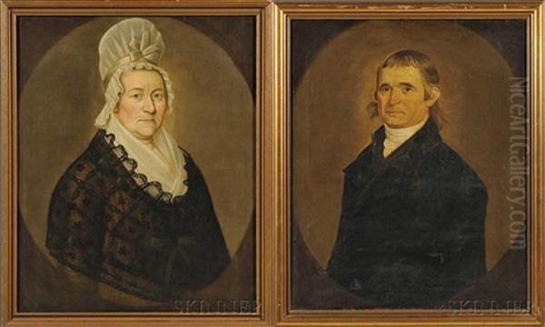 Portraits Of Jabez Baldwin (+ Portrait Of His Wife Lydia; Pair) Oil Painting by William Jennys