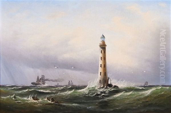 Der Eddystone-leuchtturm Oil Painting by Alfred Serenius Jensen