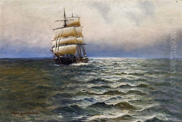 Auf Hoher See Oil Painting by Alfred Serenius Jensen