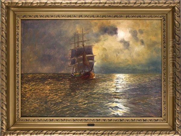 Segelschiff Auf Hoher See Oil Painting by Alfred Serenius Jensen