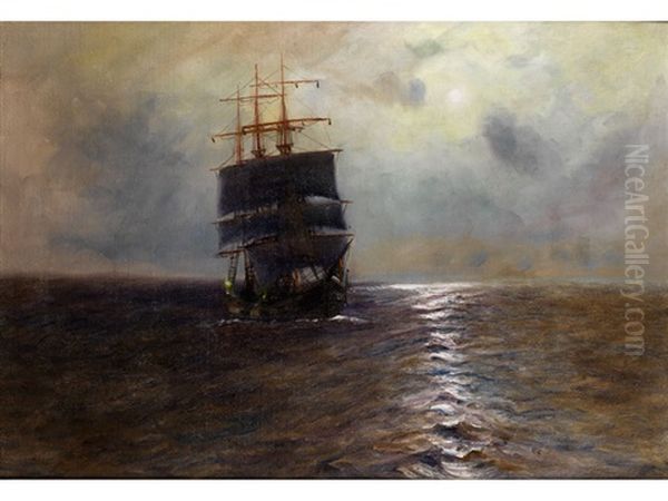 Dreimaster Auf See Oil Painting by Alfred Serenius Jensen