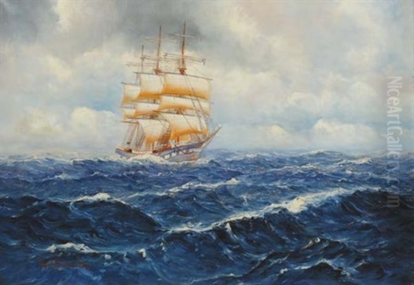 Veliero In Navigazione Oil Painting by Alfred Serenius Jensen