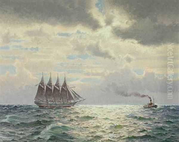 Seascape Oil Painting by Alfred Serenius Jensen